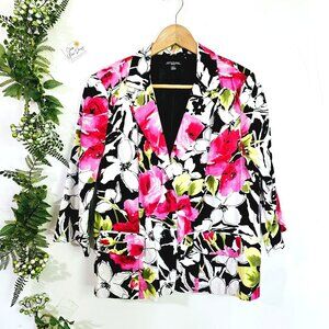 Floral Print Notations Petite‎ PXL Blazer Jacket Cotton/Spandex Womens XL《934》